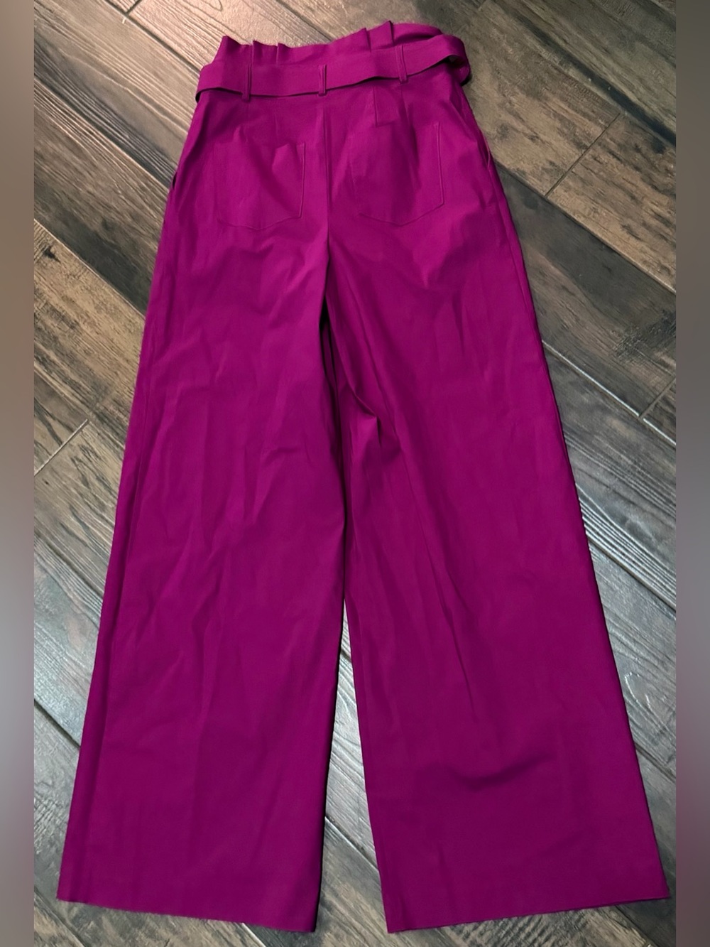 Express High Waist Belted Paper Bag Waist Wide Leg Pants Sz 2 - Picture 5 of 6